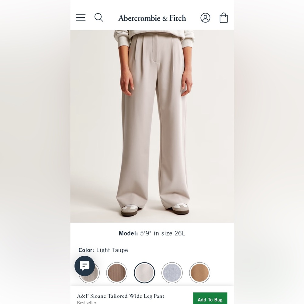 Abercrombie & Fitch Cream Wide-Leg Trousers